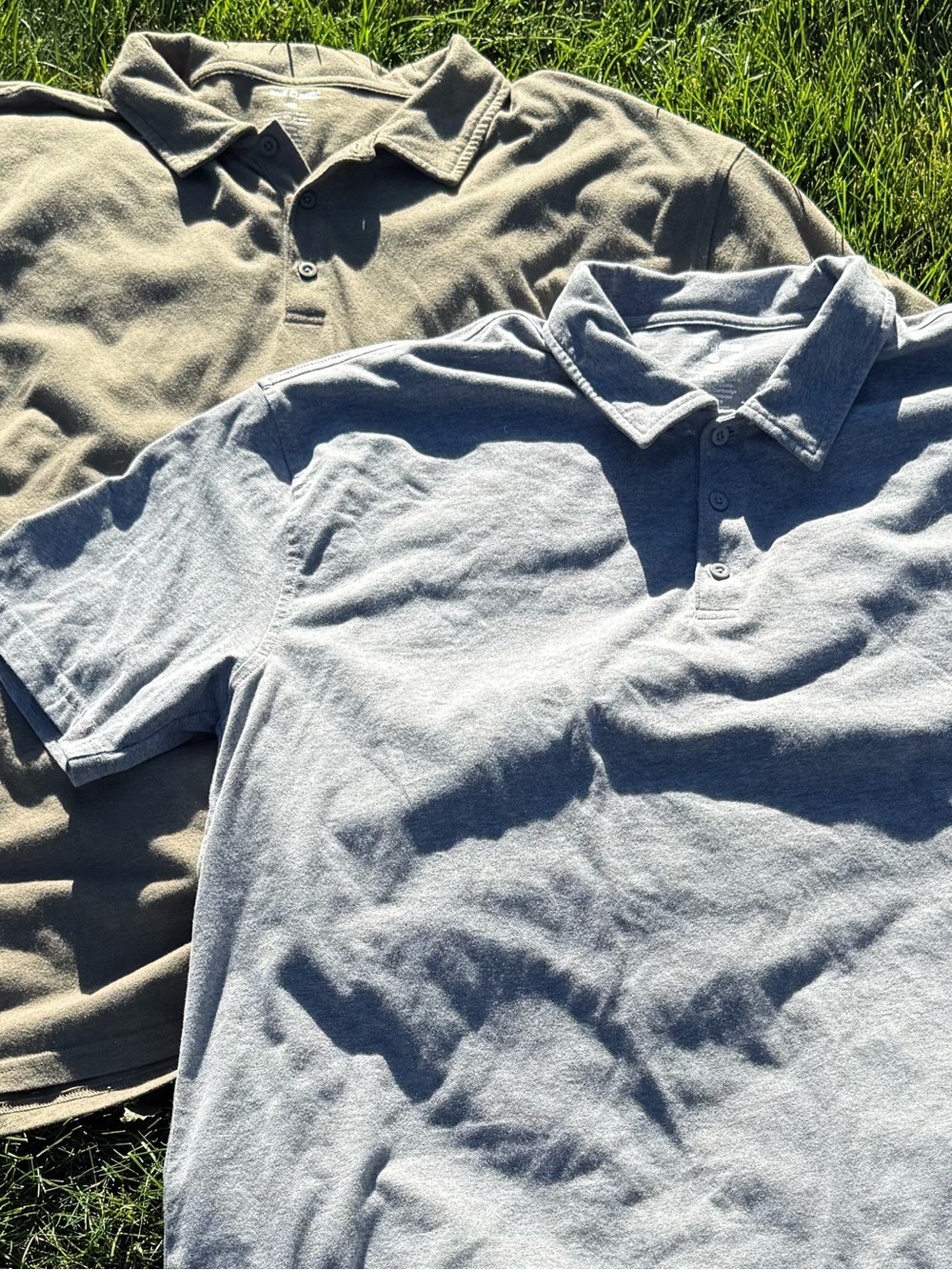 Classic Men's Polo Pair - Olive and Light Gray